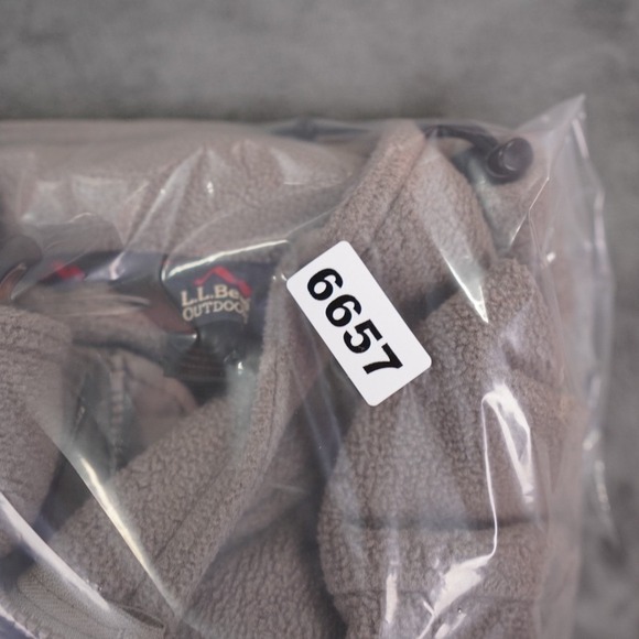 VTG ll Bean Fleece Jacket Mens Large Taupe Sunrise Over Katahdin Logo USA Made - Picture 14 of 14